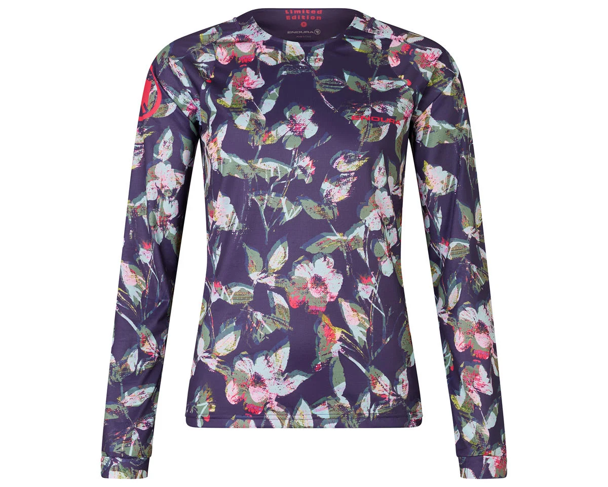 Endura FLORAL Women's LTD Printed Long Sleeve Tee Jersey (Bramble) (M)